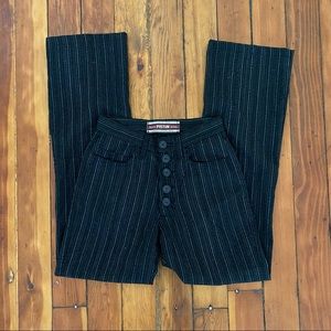 vintage mid/high rise black striped pants
